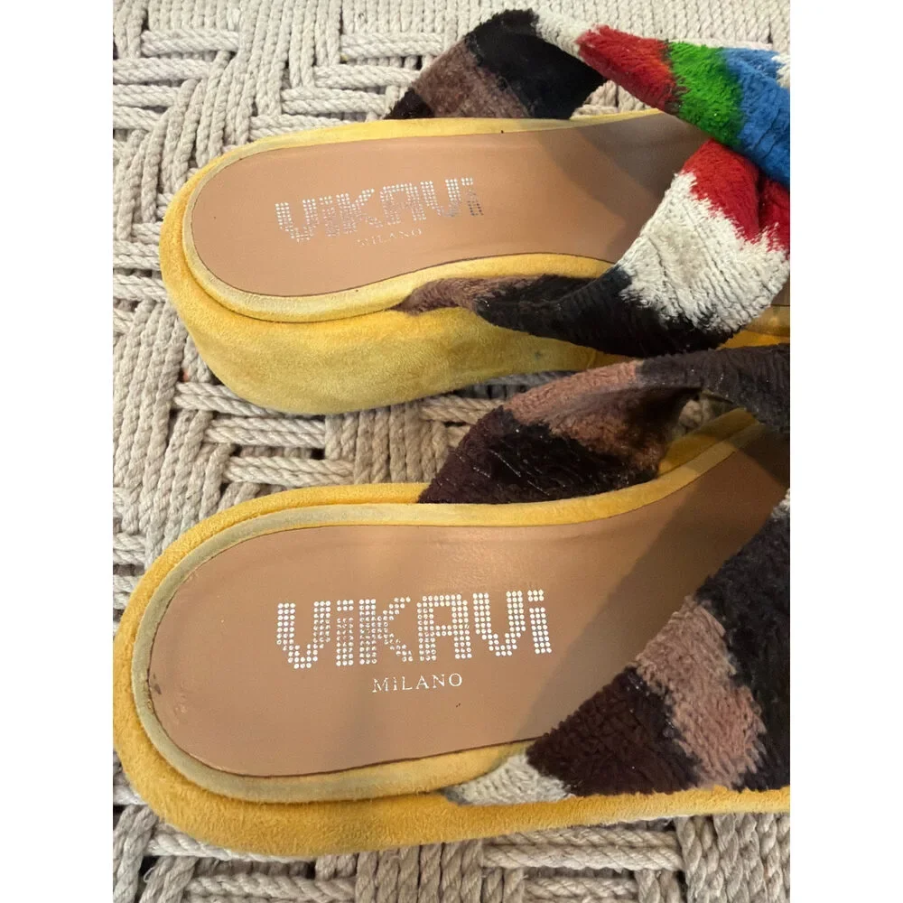 Vikavi Milano Crossover Platform Slide Sandals Multi Velvet EU 36